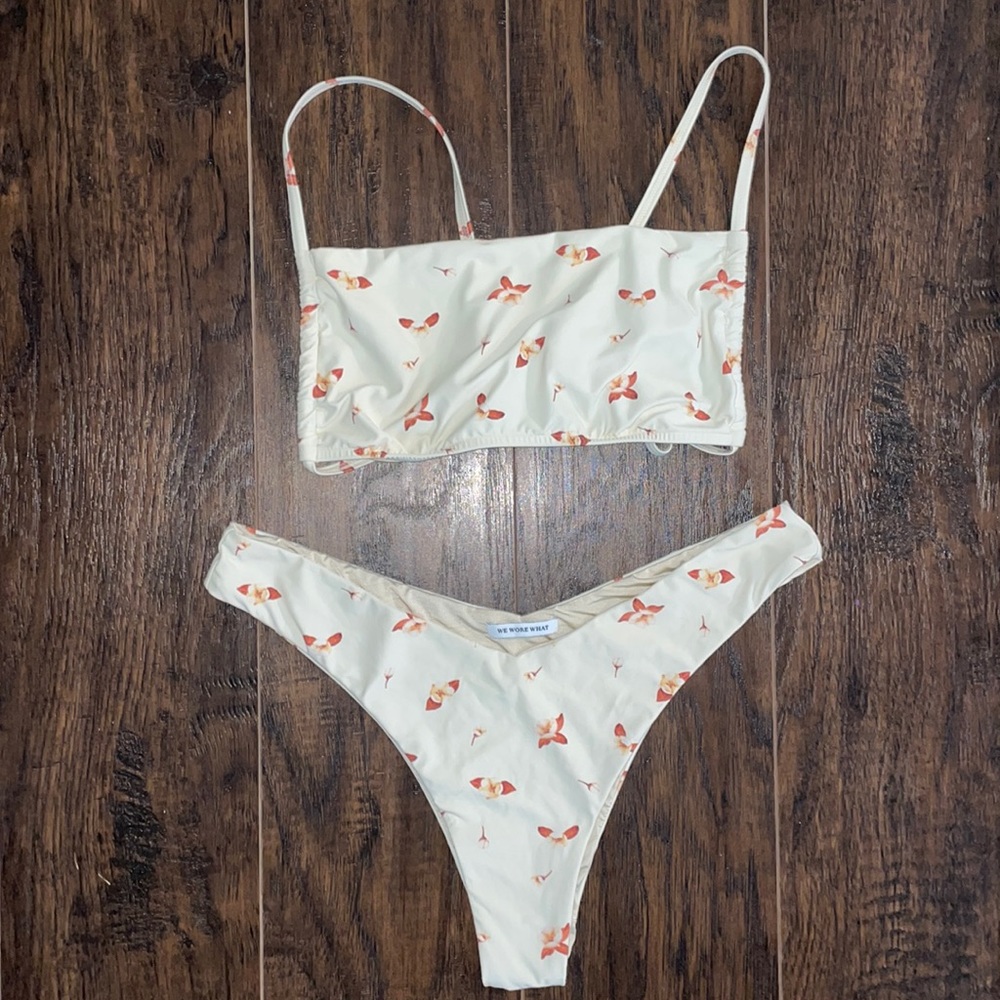 WeWoreWhat Cream Floral Bikini